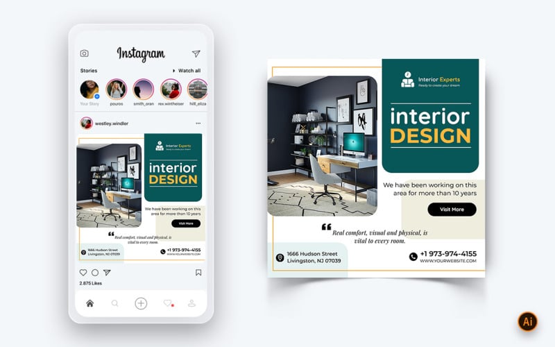 Interior Design and Furniture Social Media Instagram Post Design ...