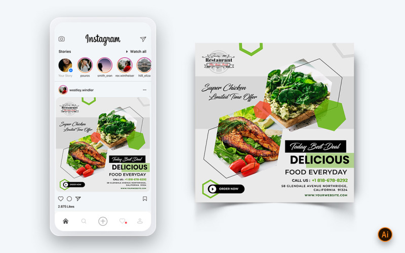 Jedzenie i restauracja oferuje rabaty Usługa Social Media Post Design Template-58