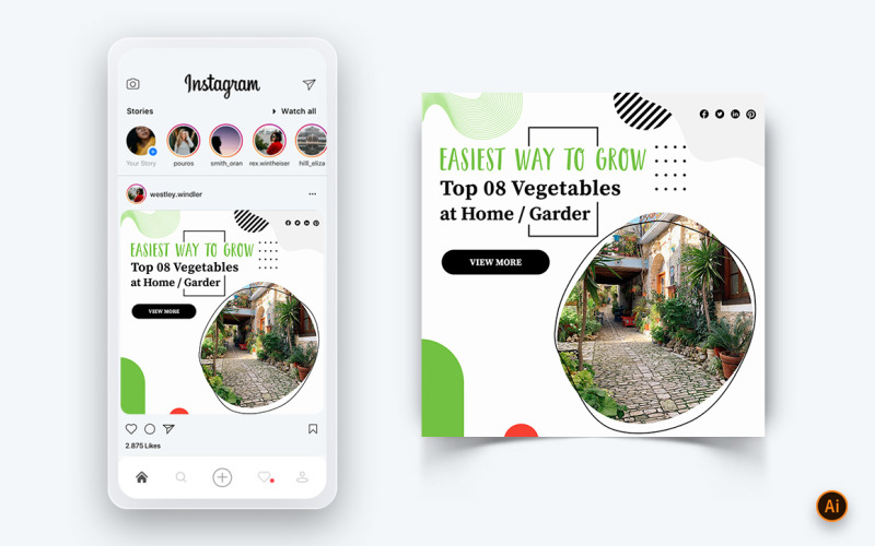 Kertészet közösségi média Instagram bejegyzés tervezősablon-01