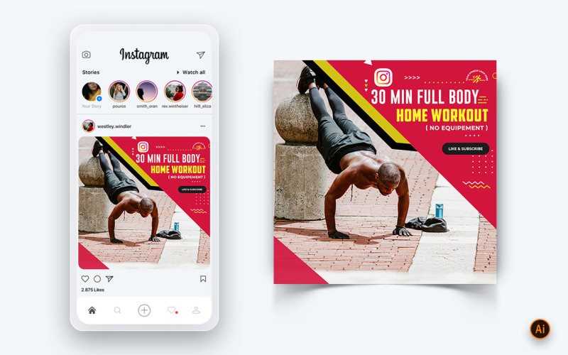 Plantilla de diseño de publicación de Instagram para redes sociales de Gym and Fitness Studio-09