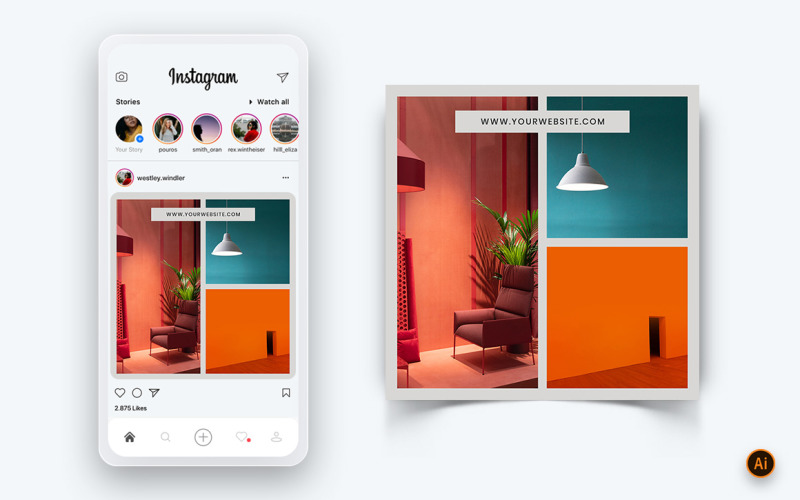 室内设计和家具社交媒体 Instagram Post Design Template-07