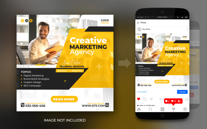 Creative Marketing Agency und Live-Webinar Instagram und Facebook Social Media Post Template