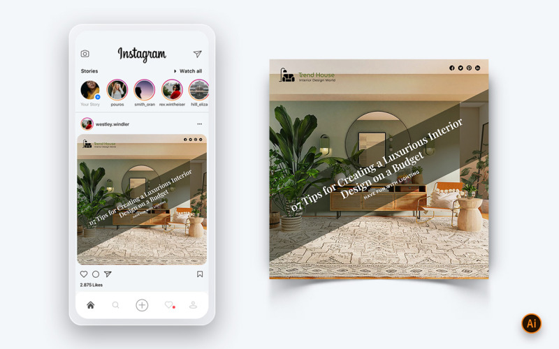 Interior Design and Furniture Social Media Instagram Post Design ...