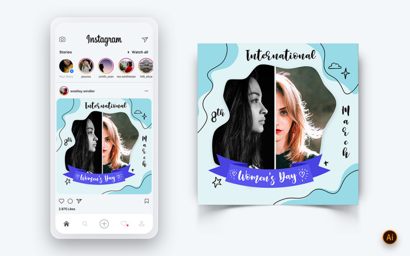 Internationaler Frauentag Social Media Instagram Post Design Template-15