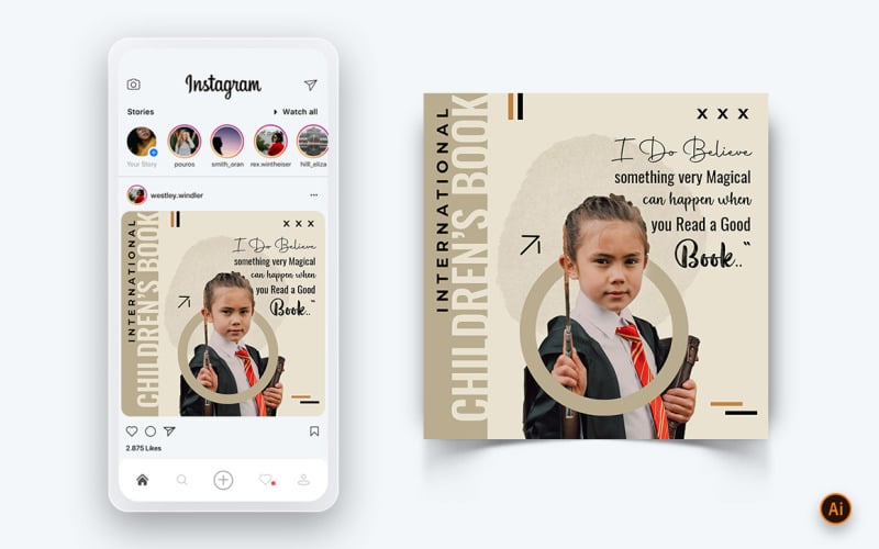 Internationaler Tag des Kinderbuchs Social Media Instagram Post Design Template-16