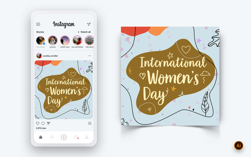 Międzynarodowy Dzień Kobiet w mediach społecznościowych Instagram Post Design Template-06