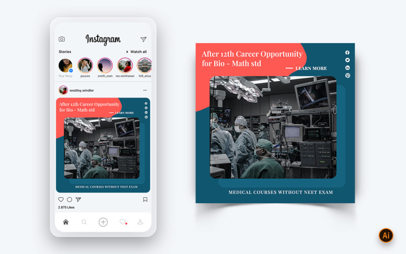 Modello di progettazione post Instagram per social media medici e ospedalieri-02
