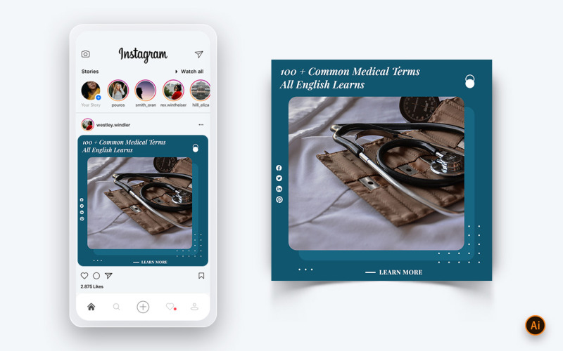 Modello di progettazione post Instagram per social media medici e ospedalieri-04