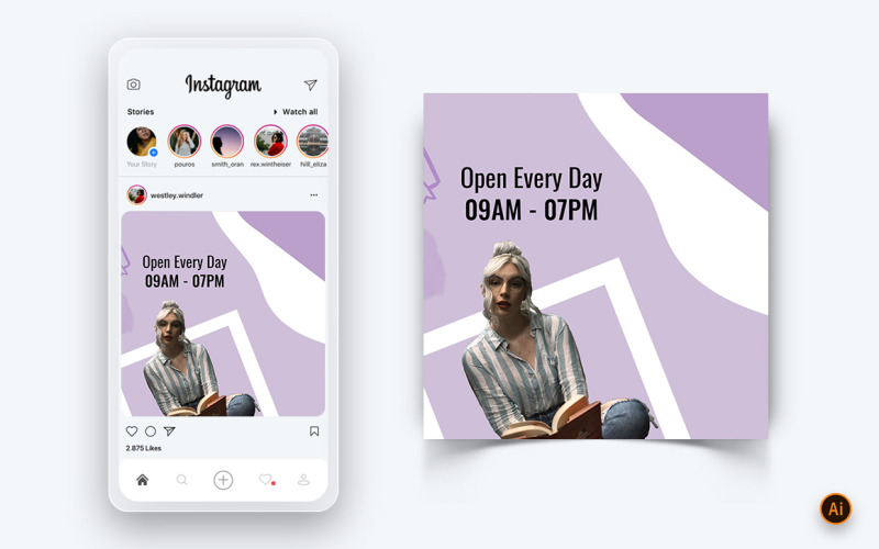 Národní den knihovníků Sociální média Šablona návrhu příspěvku Instagram-06