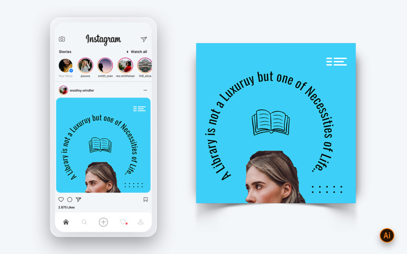 Národní den knihovníků Sociální média Šablona návrhu příspěvku Instagramu-14
