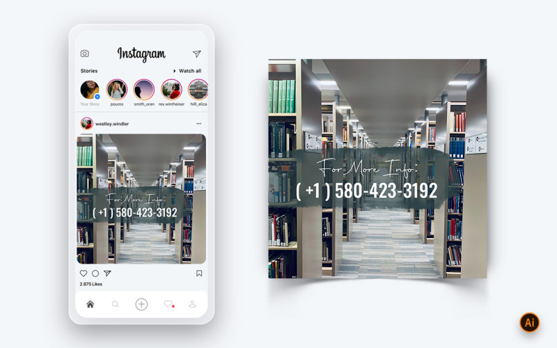 Národní den knihovníků Sociální média Šablona návrhu příspěvku Instagramu-18