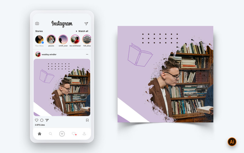 Narodowy Dzień bibliotekarza Social Media Instagram Post Design Template-01