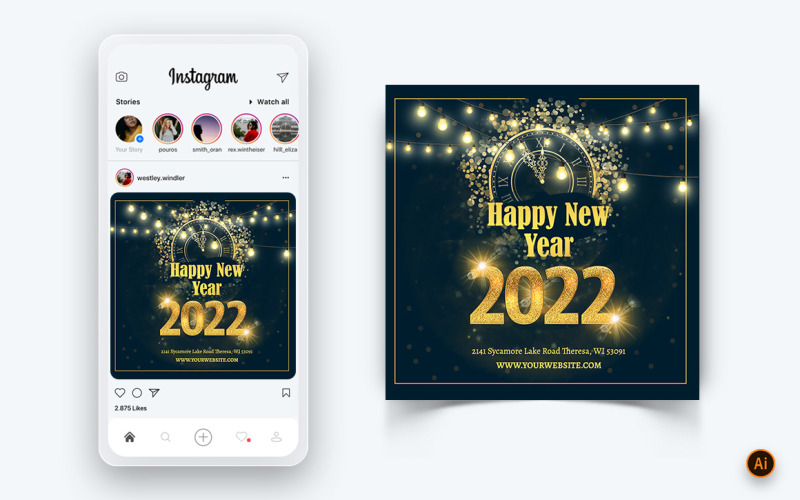 New Year Party Night Celebration Social Media Post Design-01