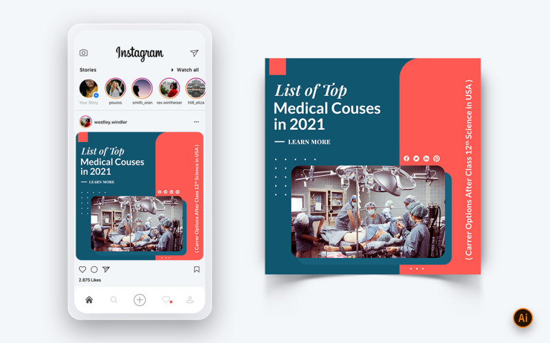 Zdravotní a nemocniční sociální média Instagram Post Design Template-01