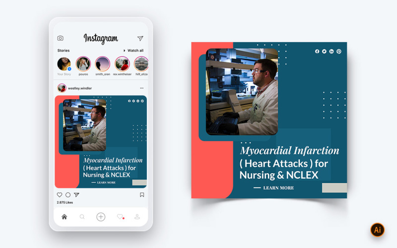 Zdravotní a nemocniční sociální média Instagram Post Design Template-08