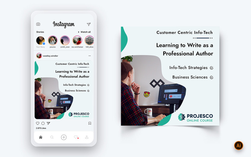 Corso online Elearning Social Media Instagram Post Design Template-10