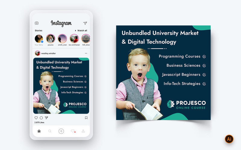 Cours en ligne Elearning Social Media Modèle de conception de publication Instagram-05