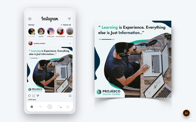 Cours en ligne Elearning Social Media Modèle de conception de publication Instagram-07