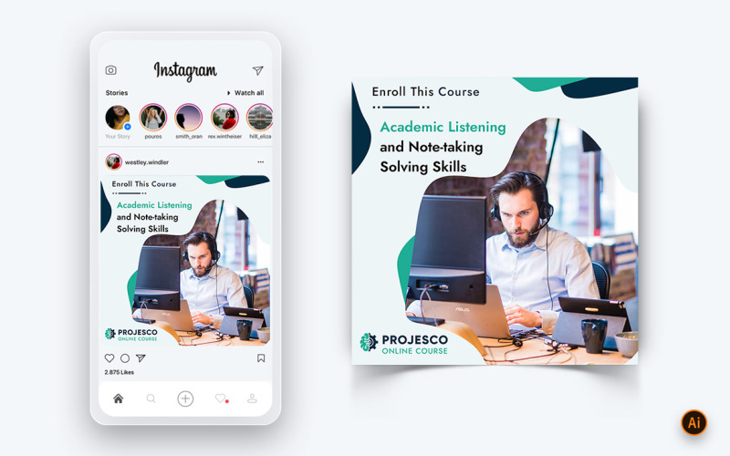 Cours en ligne Elearning Social Media Modèle de conception de publication Instagram-09
