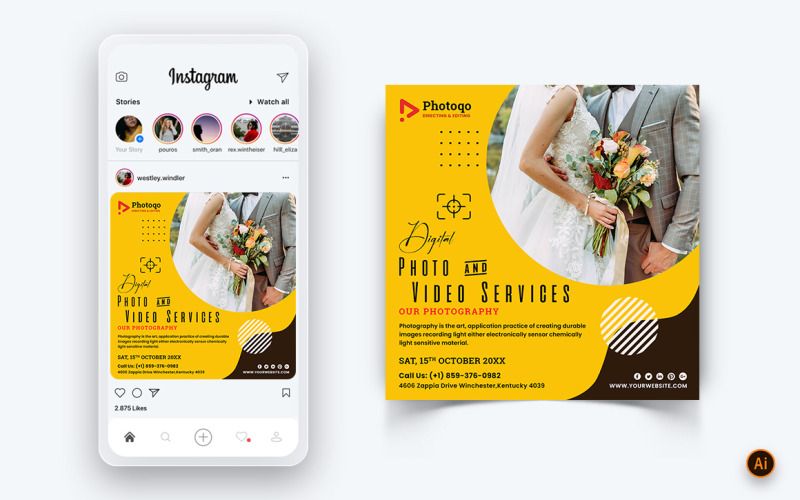 Foto e servizi video Social Media Instagram Post Design Template-02