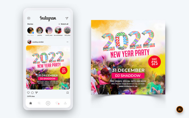 New Year Party Night Celebration Social Media Post Design-13