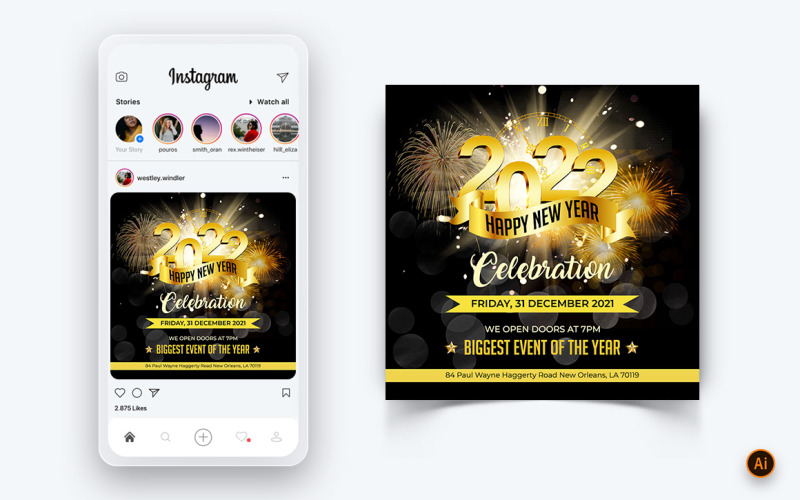 NewYear Party Night Celebration Conception de publication sur les médias sociaux-04