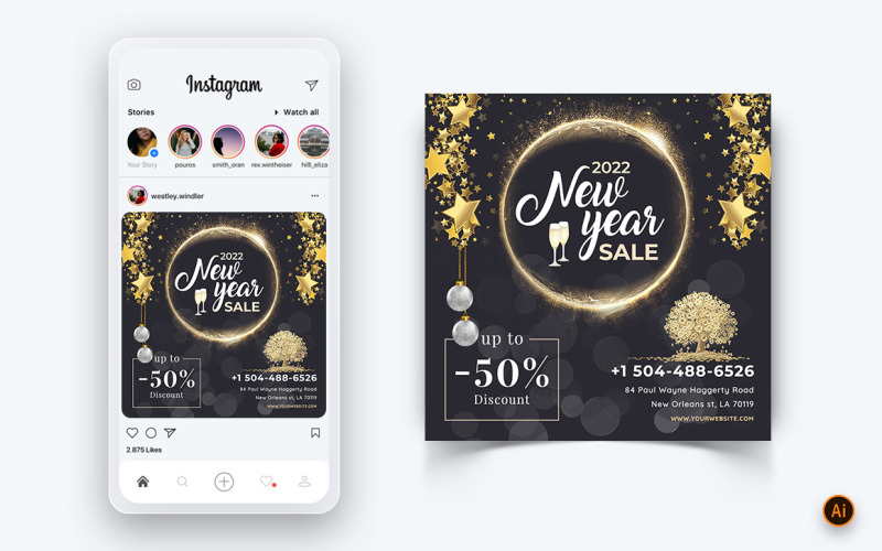 NewYear Party Night Celebration Conception de publication sur les médias sociaux-05
