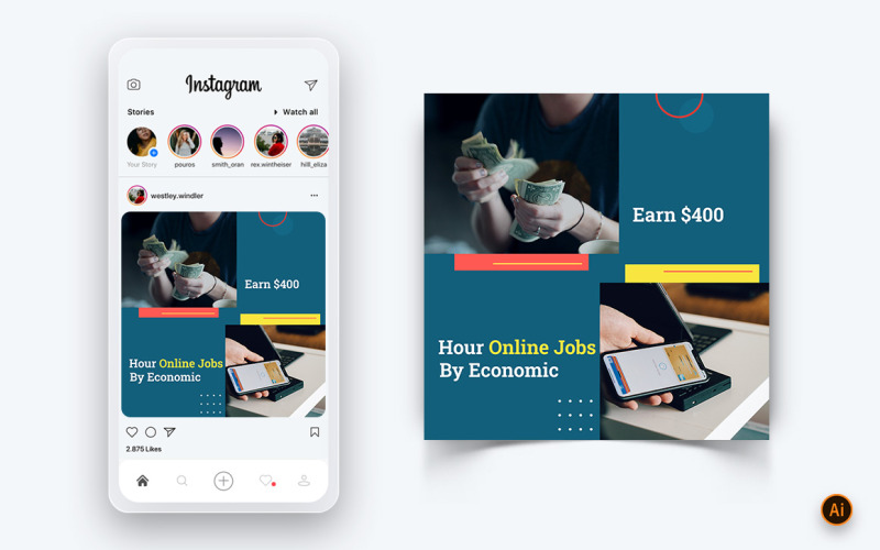Online Pengar Inkomster Social Media Instagram Post Design Mall-17