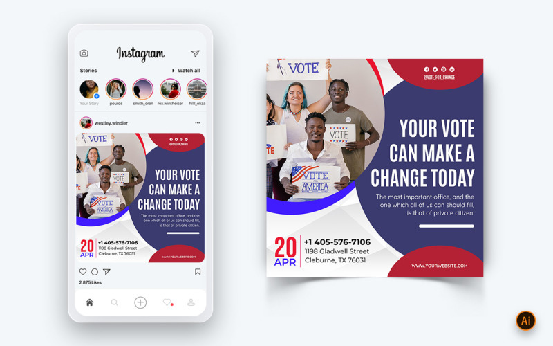 Політична кампанія в соціальних мережах Instagram, шаблон оформлення публікації-04