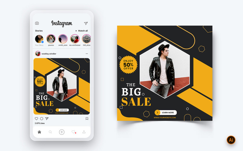 Fashion Sale Offer Social Media Instagram Post Design Template-16