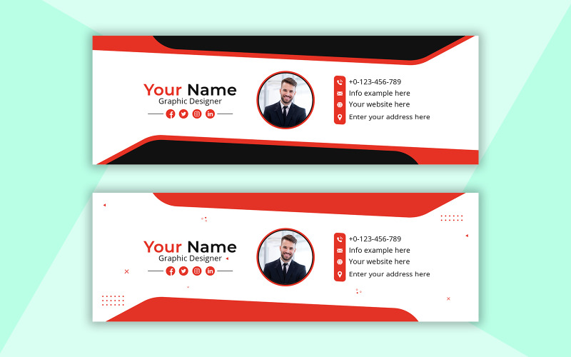 Concept de modèle de conception de signature de courrier électronique d'entreprise pour la conception de signature de courrier électronique professionnel