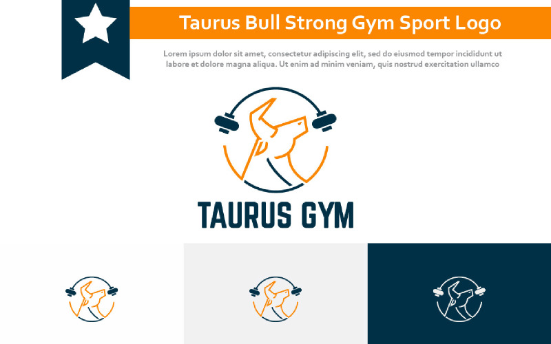 Horned Taurus Bull Strong Power Gym Fitness Center Sport Logotyp
