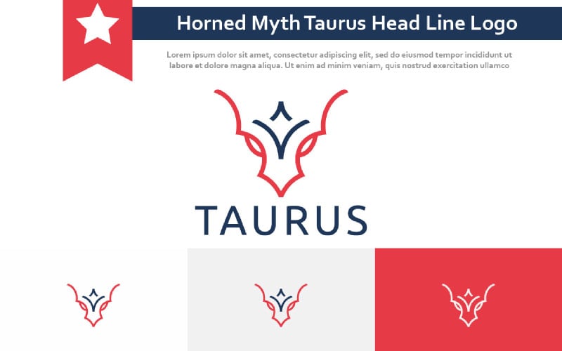 Rohatý mýtus Taurus Head Abstraktní Line Styl Logo