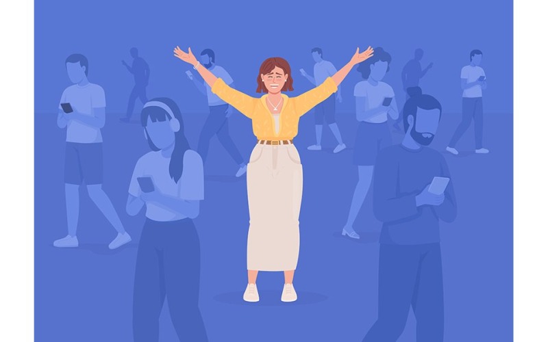 Gelukkige vrouw vrij van gadget toevoeging illustratie