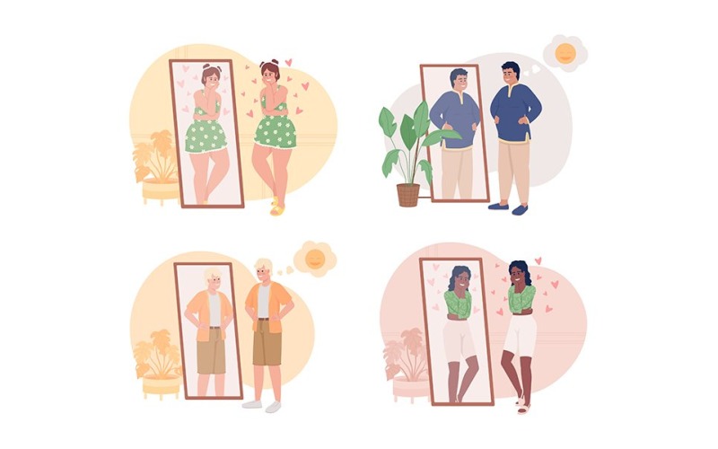 Kroppen positiv illustration set