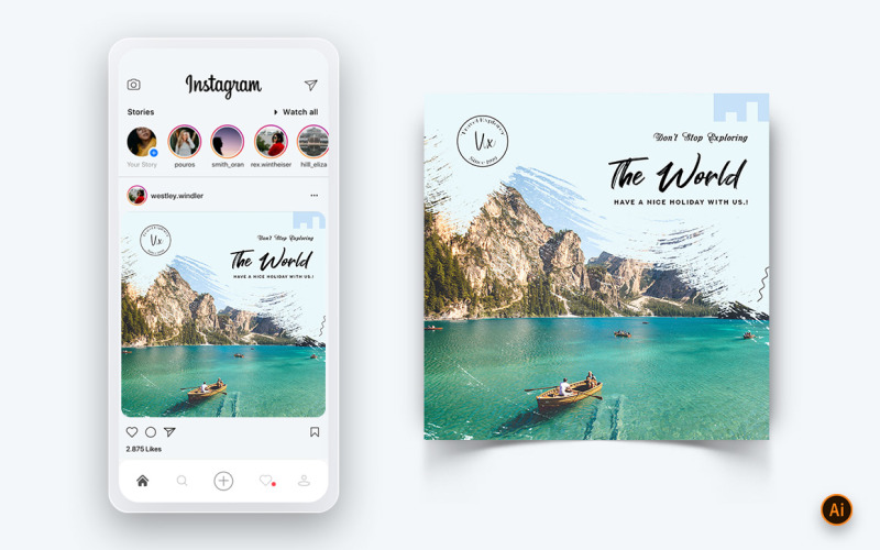 Modelo de design de postagem de Instagram de mídia social de viagem Explorer e Tour-04
