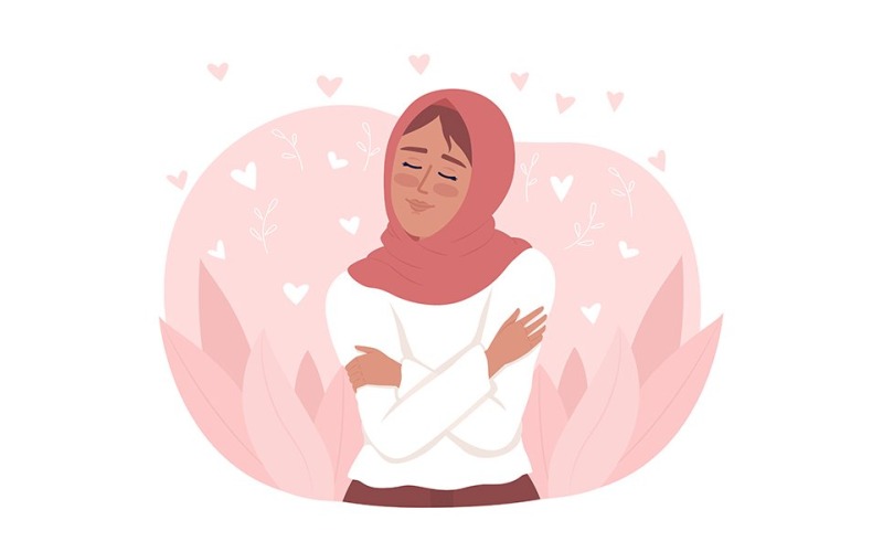 Söt kvinna med hälsosam självkänsla illustration