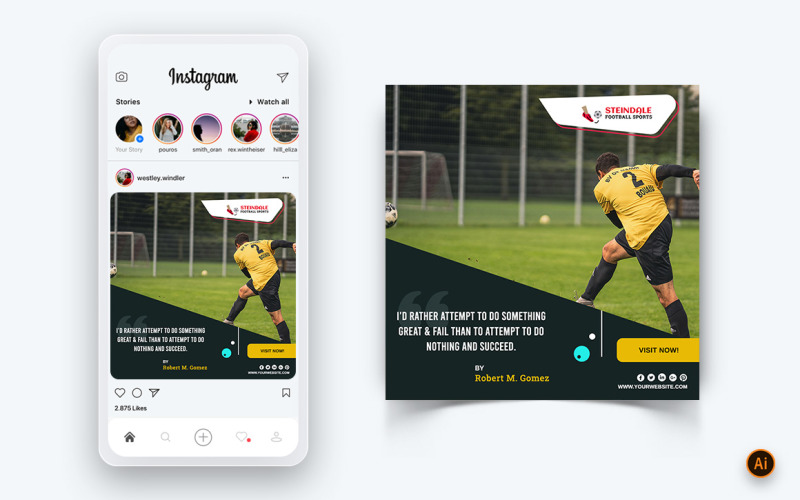 Спортивные турниры в социальных сетях Instagram Post Design Template-16