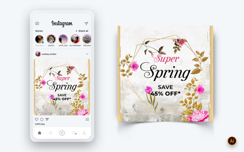 Spring Season Social Media Instagram Post Design Template-11