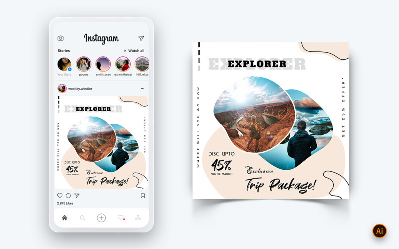 Travel Explorer and Tour Social Media Instagram Post Design Mall-12