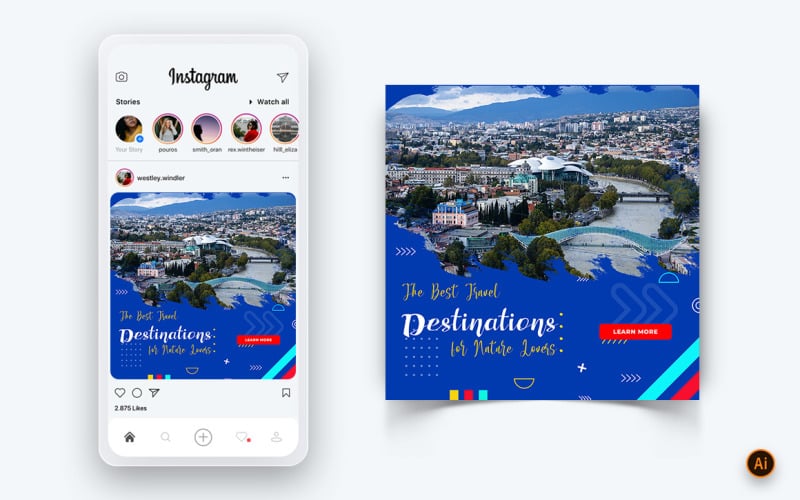Travel Explorer и тур в социальных сетях Instagram Post Design Template-26