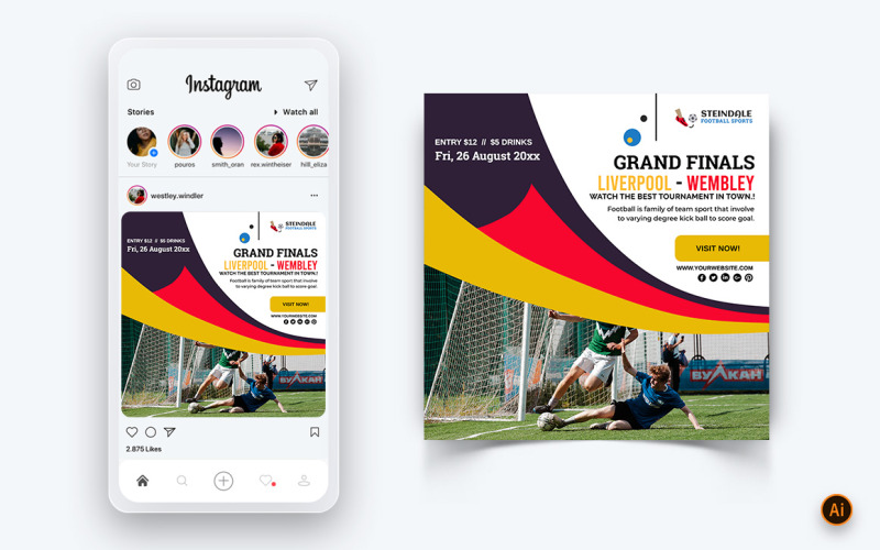 Turnieje sportowe Szablon projektu postów na Instagramie w mediach społecznościowych-09