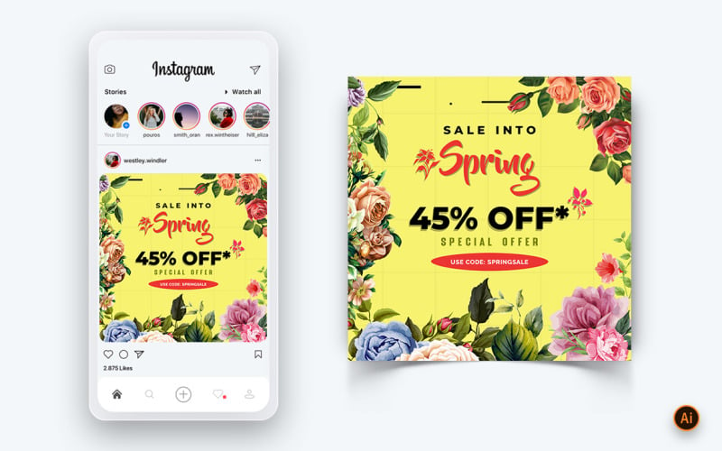 Wiosna Sezonu Social Media Instagram Post Design Template-07