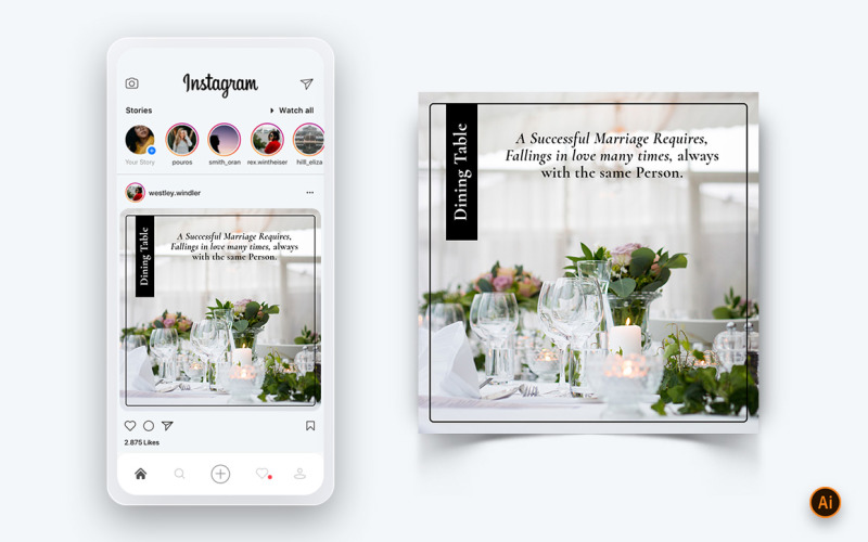 Bruiloft uitnodiging sociale media Instagram post ontwerpsjabloon-05