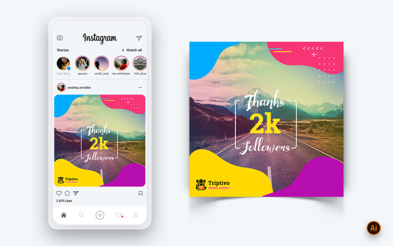 Podróże i podróże w mediach społecznościowych Instagram Post Design Template-22