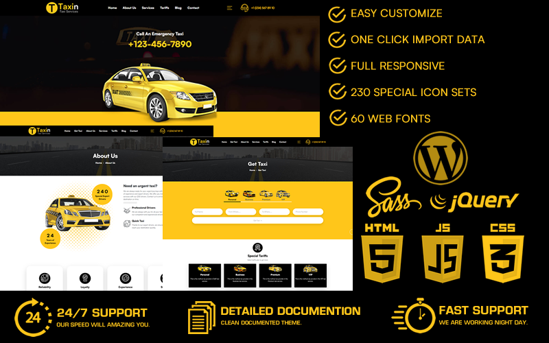 Taxin – Taxi szolgáltatások WordPress téma