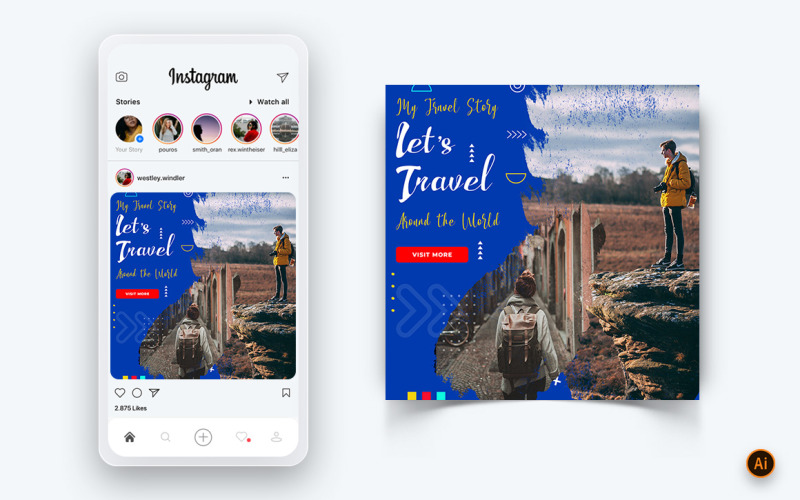 Travel Explorer en Tour Social Media Instagram Post Design Template-27