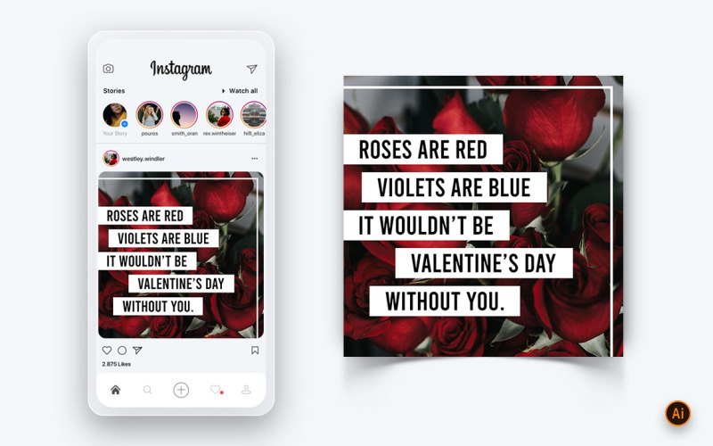 Valentijnsdag partij sociale media Instagram post ontwerpsjabloon-15