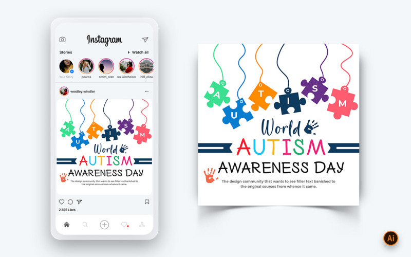 World Autism Awareness Day Social Media Instagram Post Design Template-02
