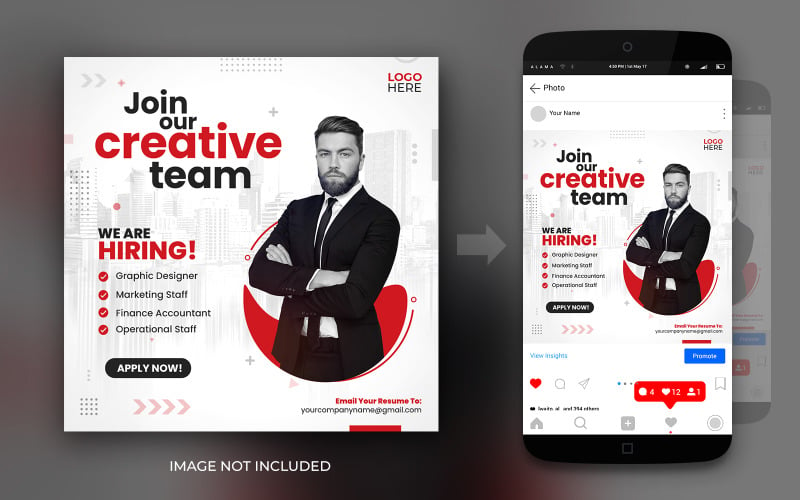 Creative Marketing Team Social Media Instagram And Facebook Promotion Post Design Template